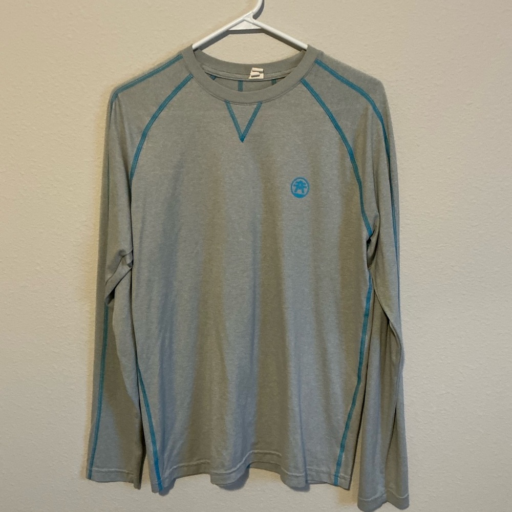 American Eagle Outfitters Gray and Blue Long Sleeve Tee